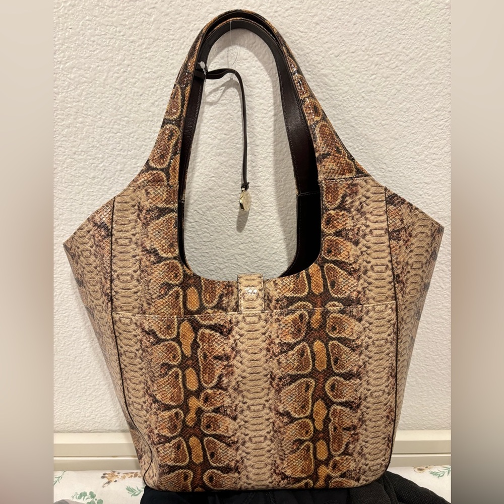 NWOT  Brahmin Melbourne Carla Hazelnut Shenandoa Embossed Leather Large Handbag